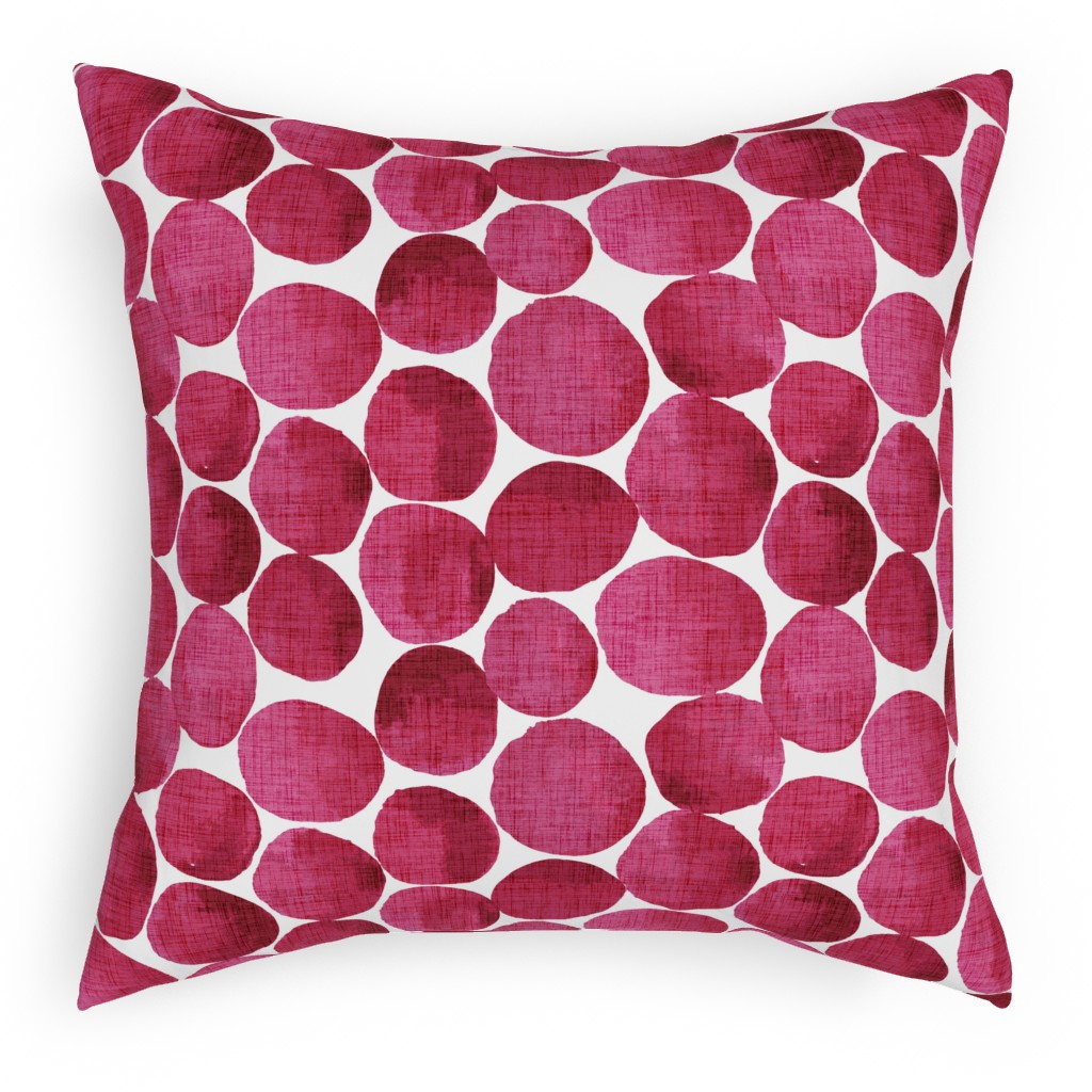 Watercolor Textured Dots - Red Pillow, Woven, Beige, 18x18, Single Sided, Red
