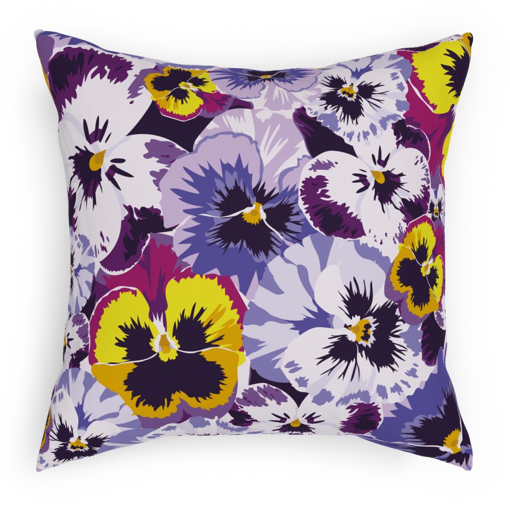 Pansy By Numbers - Purple Pillow, Woven, Beige, 18x18, Single Sided, Purple