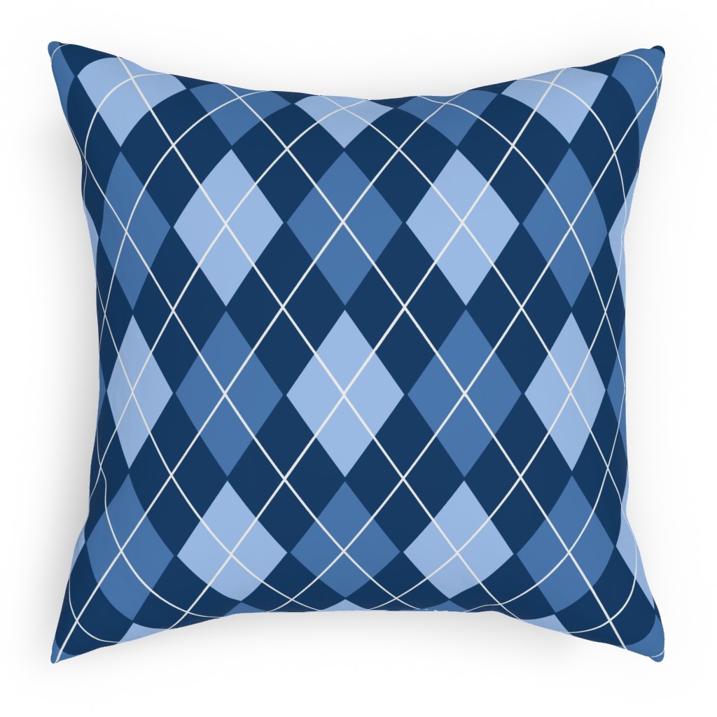 Classic Argyle Plaid in Blues Pillow, Woven, Beige, 18x18, Single Sided, Blue