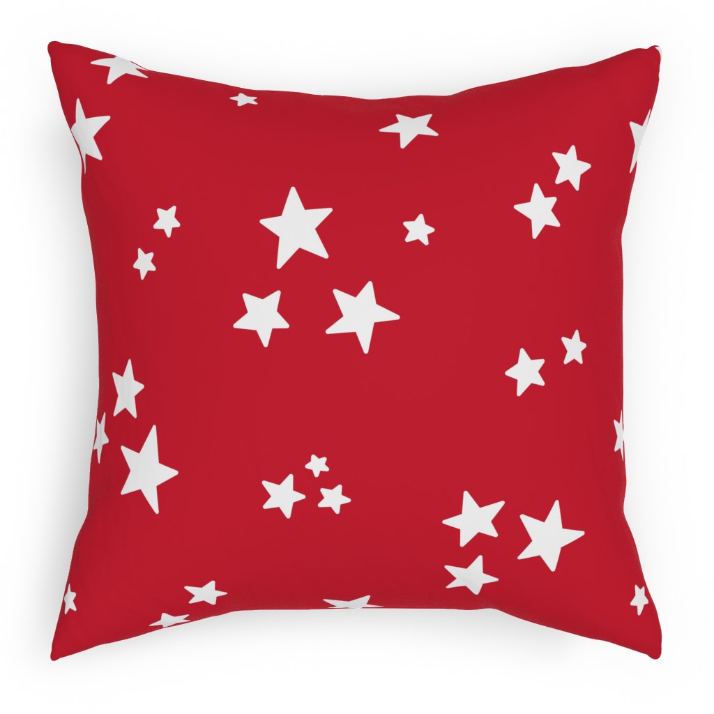 Stars Pillow, Woven, Beige, 18x18, Single Sided, Red, Cherry