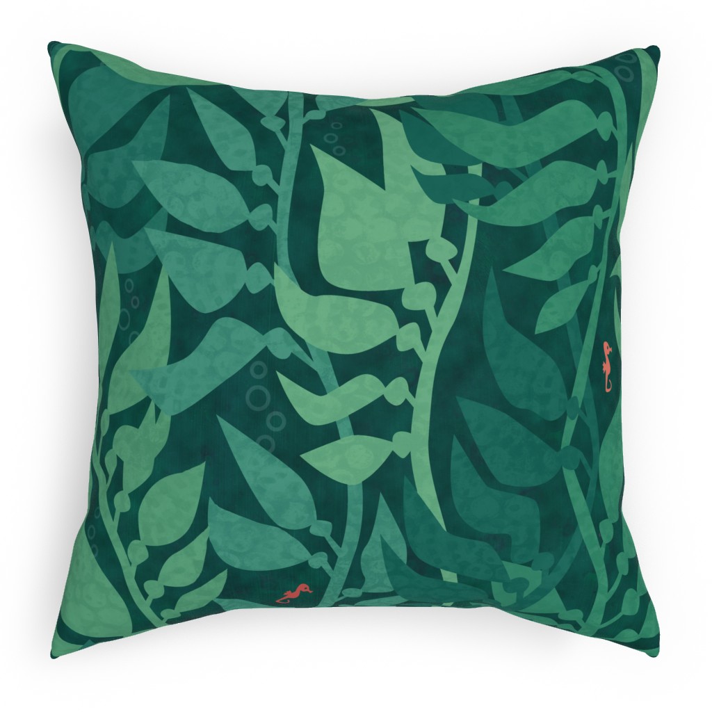 Mermaid Wonderland Kelp - Green Pillow, Woven, Beige, 18x18, Single Sided, Green, Classic Green