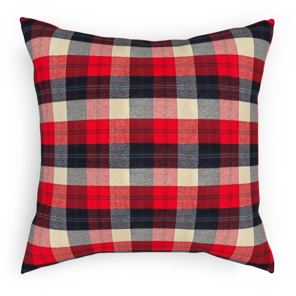 Lumberjack Flannel Buffalo Plaid - Red Pillow, Woven, Beige, 18x18, Single Sided, Red, Red