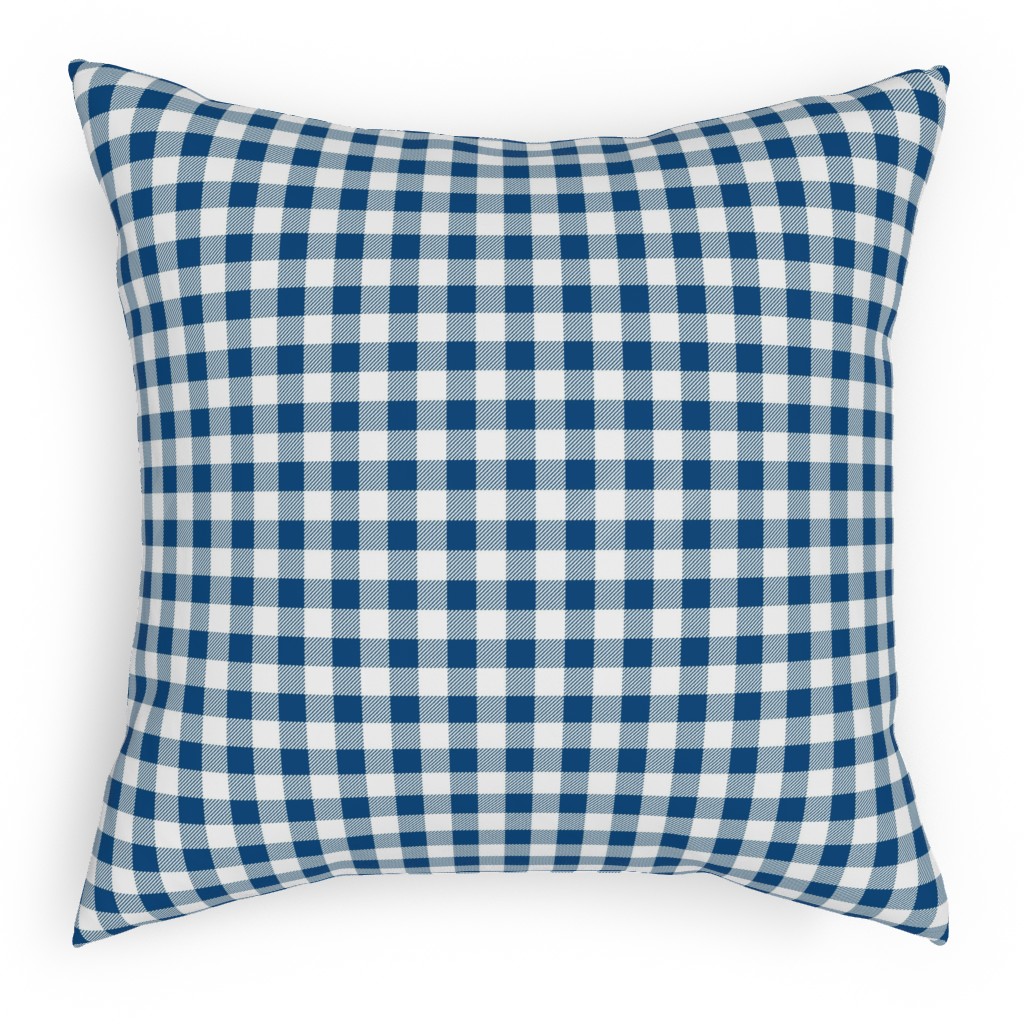 Classic Gingham - Blue Pillow, Woven, Beige, 18x18, Single Sided, Blue