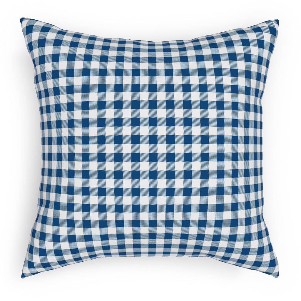Classic Gingham - Blue Pillow, Woven, Beige, 18x18, Single Sided, Blue, True Blue