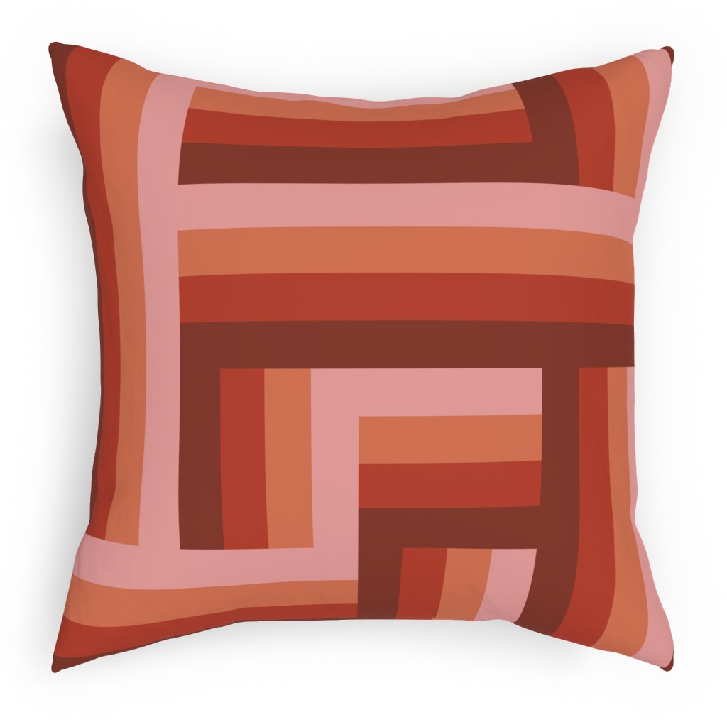 Retro Lattice - Mauve Multi Pillow, Woven, Beige, 18x18, Single Sided, Red