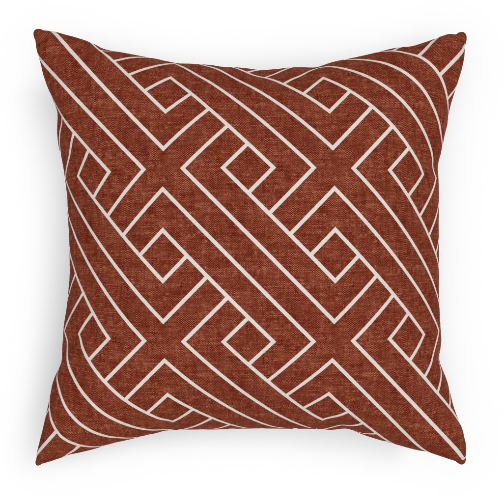 Cadence Geometric Weave - Rust Pillow, Woven, Beige, 18x18, Single Sided, Red