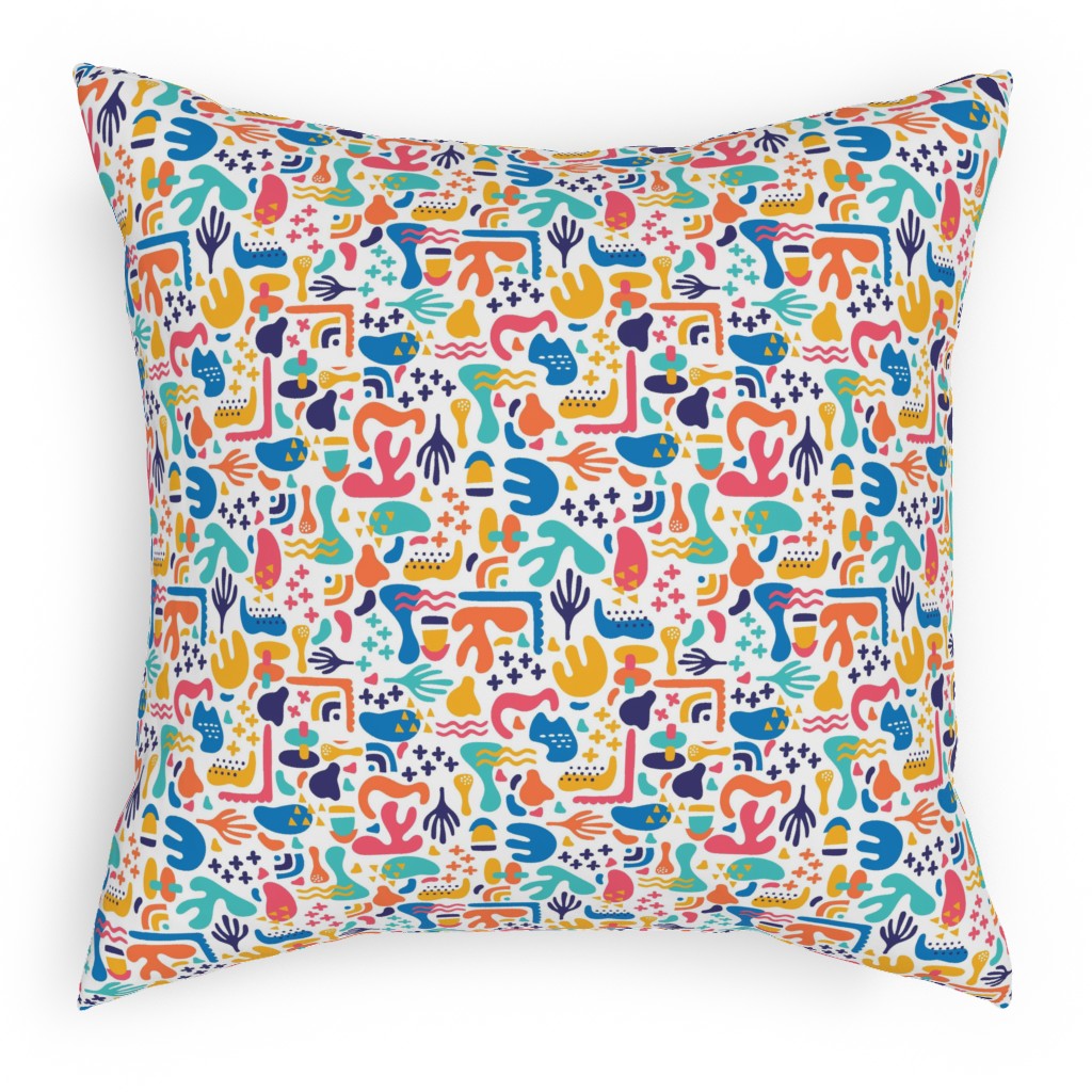 Organic Abstract Design - Multi Pillow, Woven, Beige, 18x18, Single Sided, Multicolor