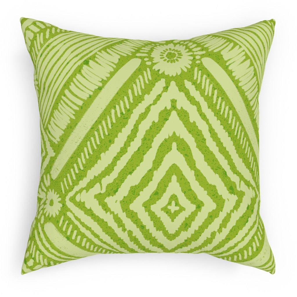 Textural Diamonds - Green Pillow, Woven, Beige, 18x18, Single Sided, Green, Classic Green