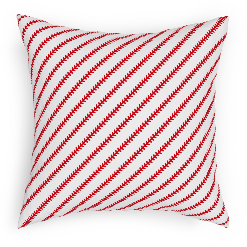 Baseball Stitch - Baseball - White Pillow, Woven, Beige, 18x18, Single Sided, Red