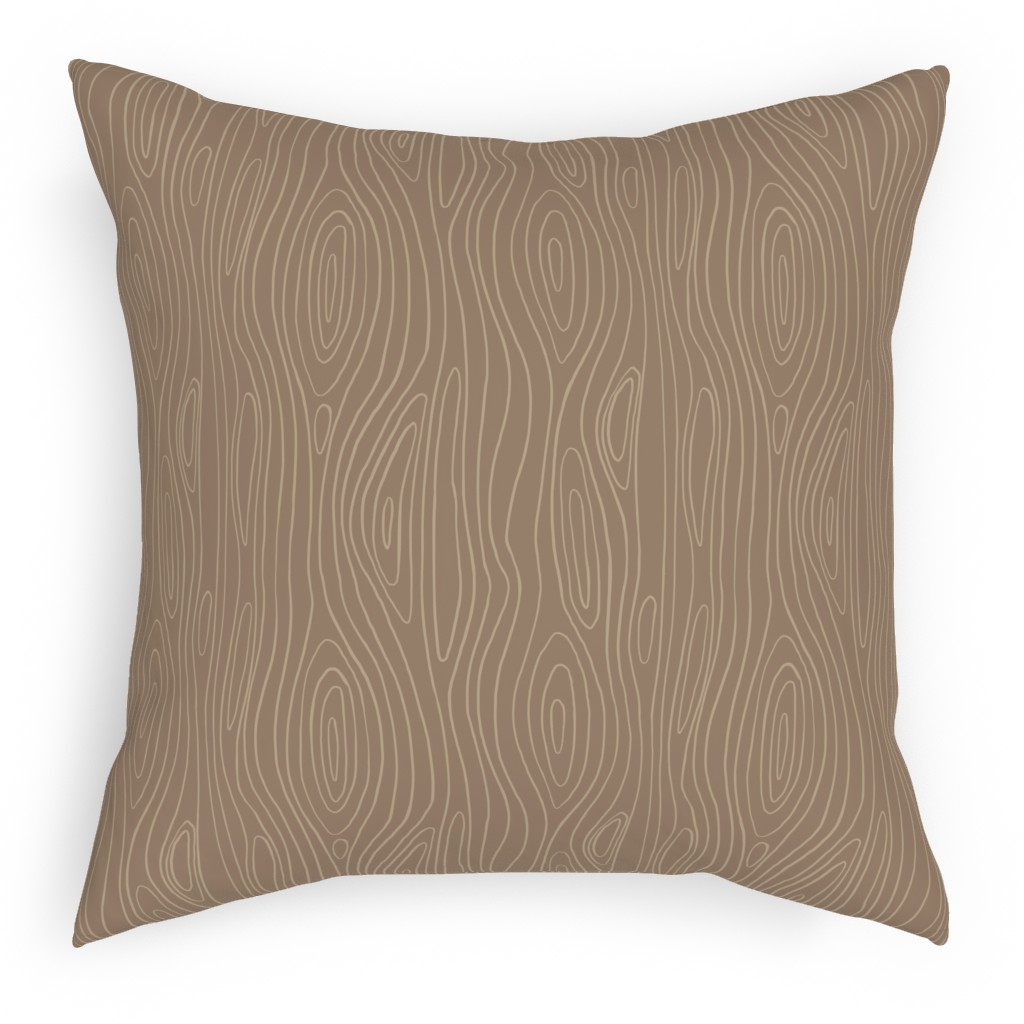 Wood Grain Pillow, Woven, Beige, 18x18, Single Sided, Brown, Cafe