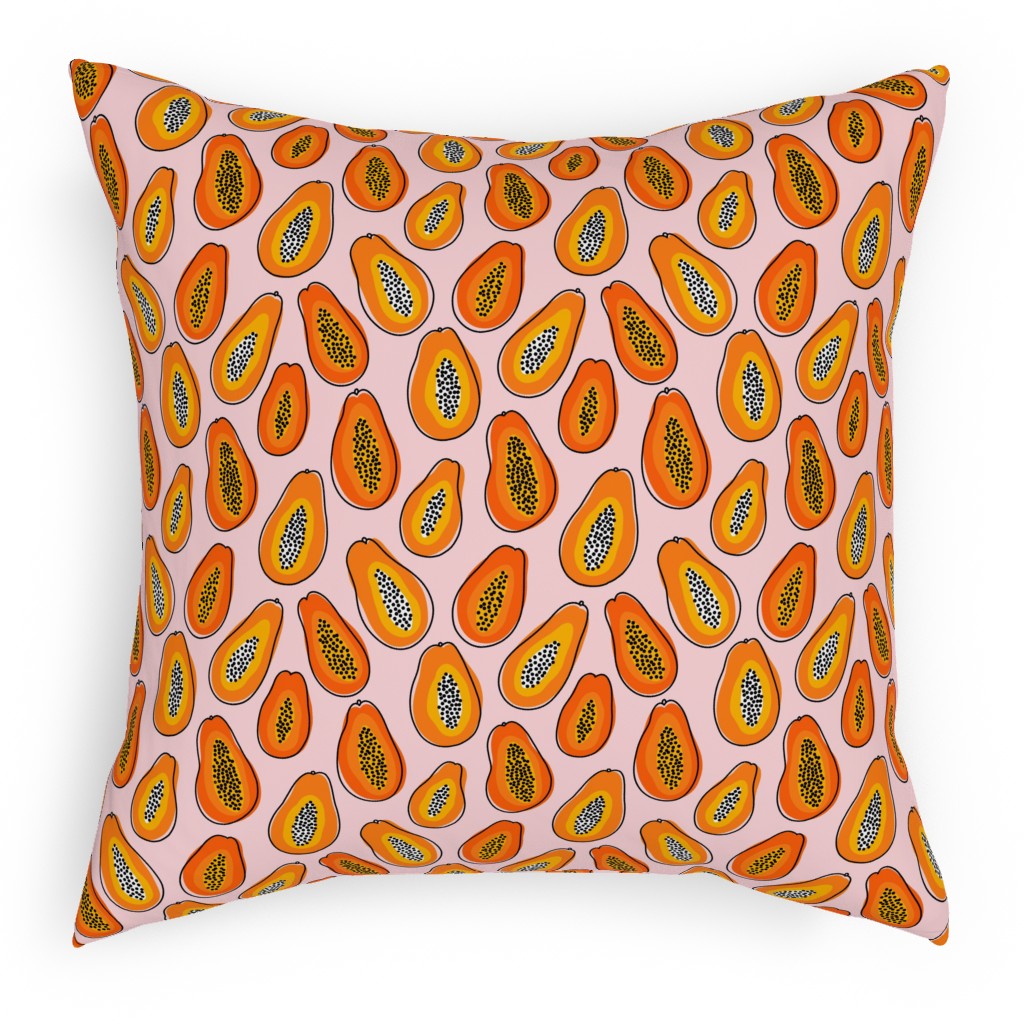 Abstract Papayas - Pink Pillow, Woven, Black, 18x18, Single Sided, Pink, Bright Pink