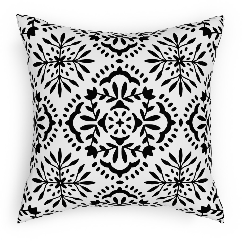 Southern At Heart - Black and White Pillow, Woven, Black, 18x18, Single Sided, Black, Black