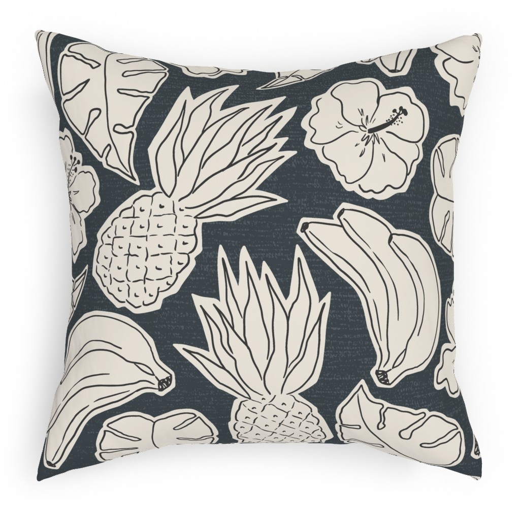 Tropical Cutouts Pillow, Woven, Black, 18x18, Single Sided, Gray