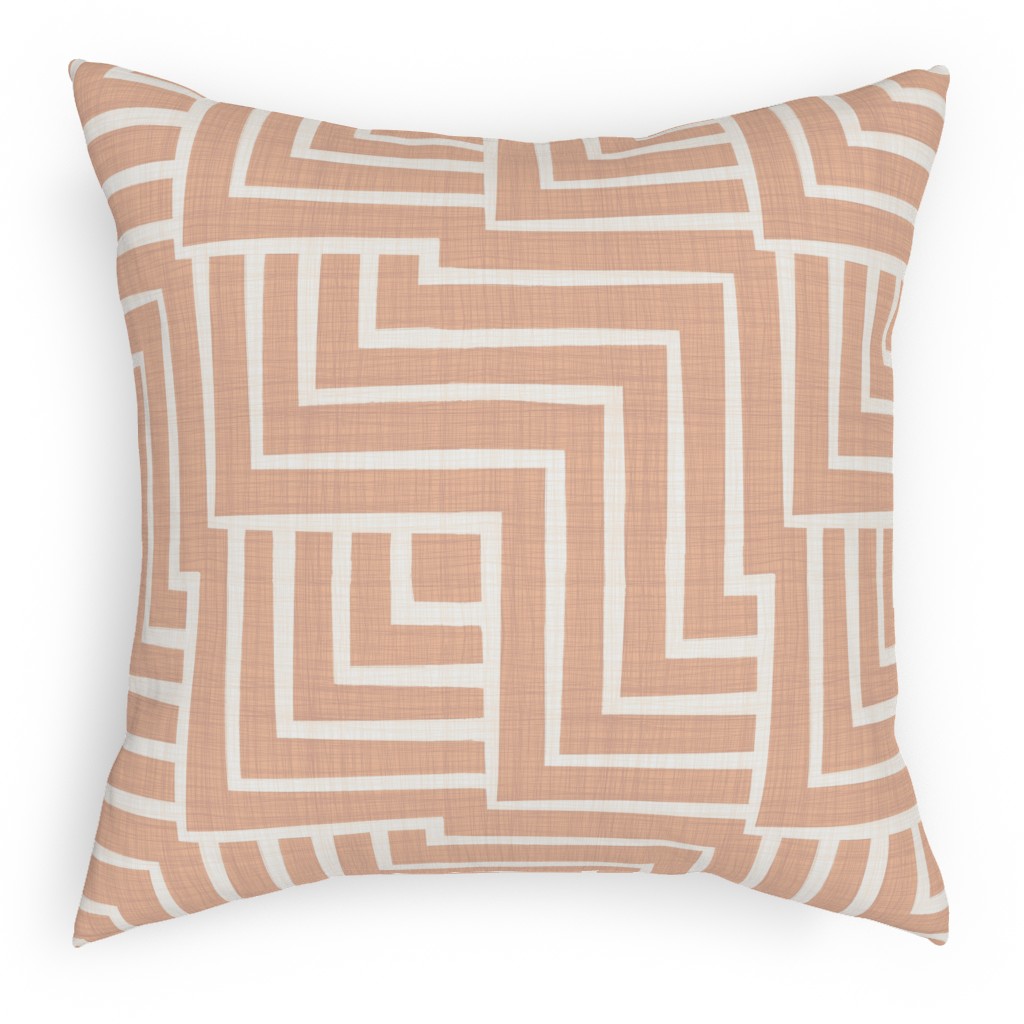 Square Angles - Pink Pillow, Woven, Black, 18x18, Single Sided, Pink