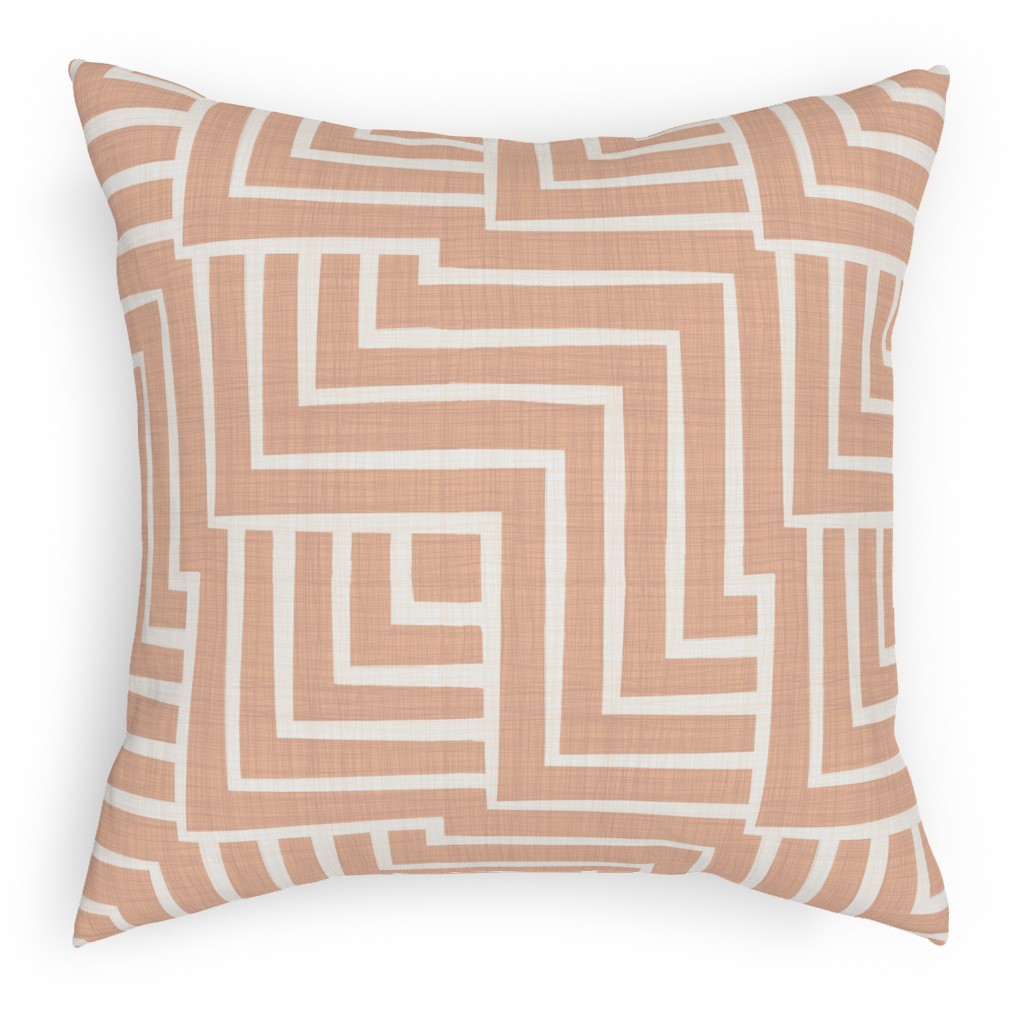 Square Angles - Pink Pillow, Woven, Black, 18x18, Single Sided, Pink, Bright Pink