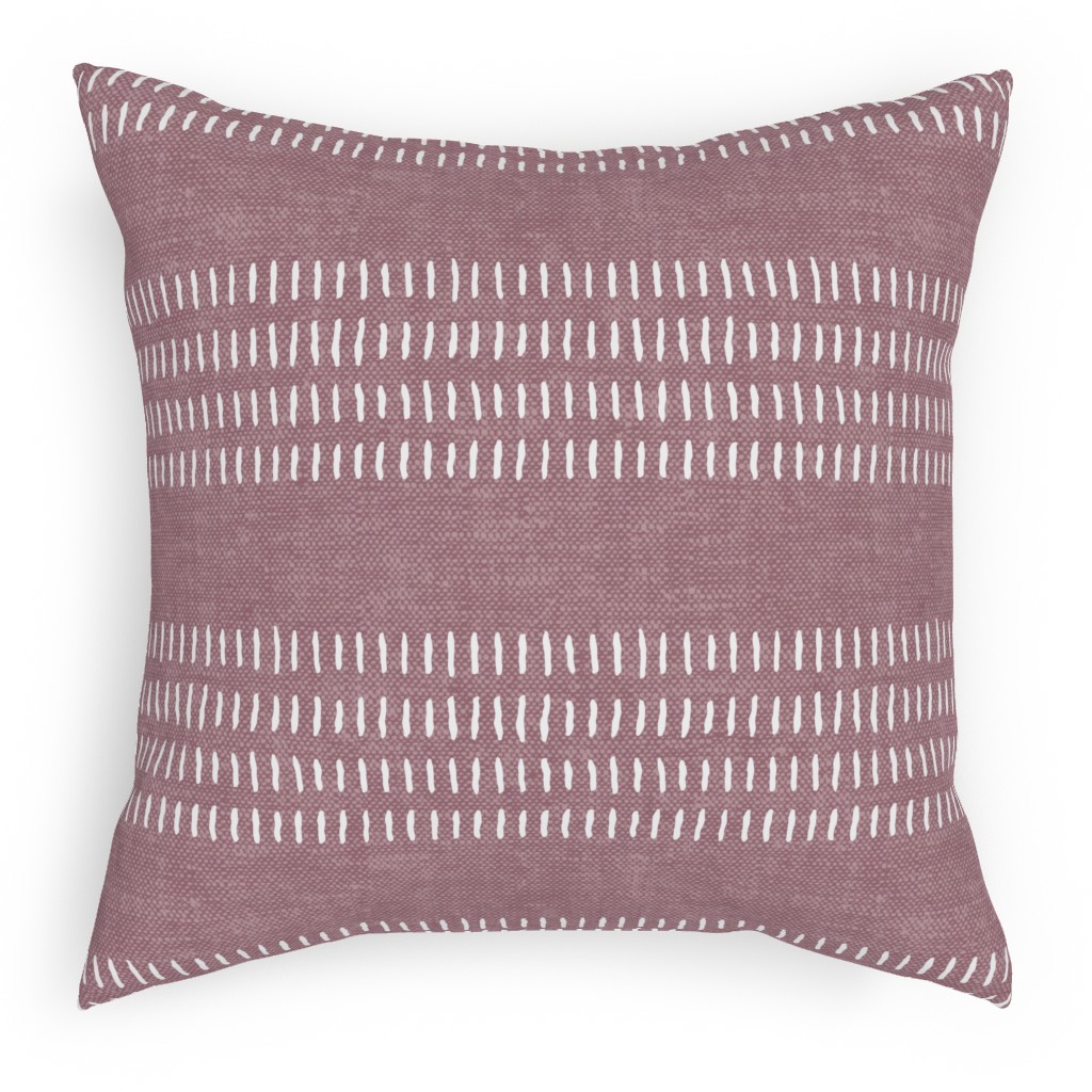 Farmhouse Stitch Stripes on Mauve Pillow, Woven, Black, 18x18, Single Sided, Purple