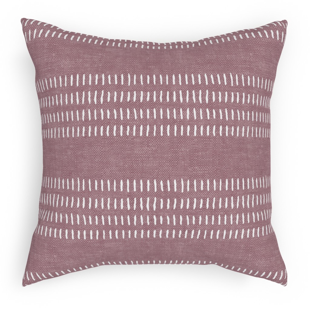 Farmhouse Stitch Stripes on Mauve Pillow, Woven, Black, 18x18, Single Sided, Purple, Purple