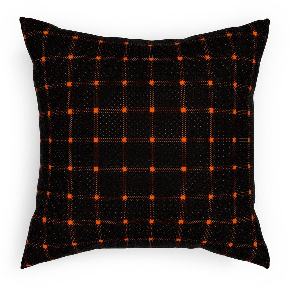 Gridded Plaid Pillow, Woven, Black, 18x18, Single Sided, Black