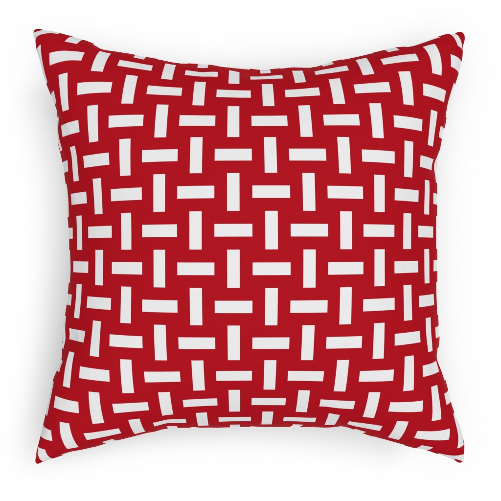 Geometrically Assembled Flag - Red Pillow, Woven, Black, 18x18, Single Sided, Red