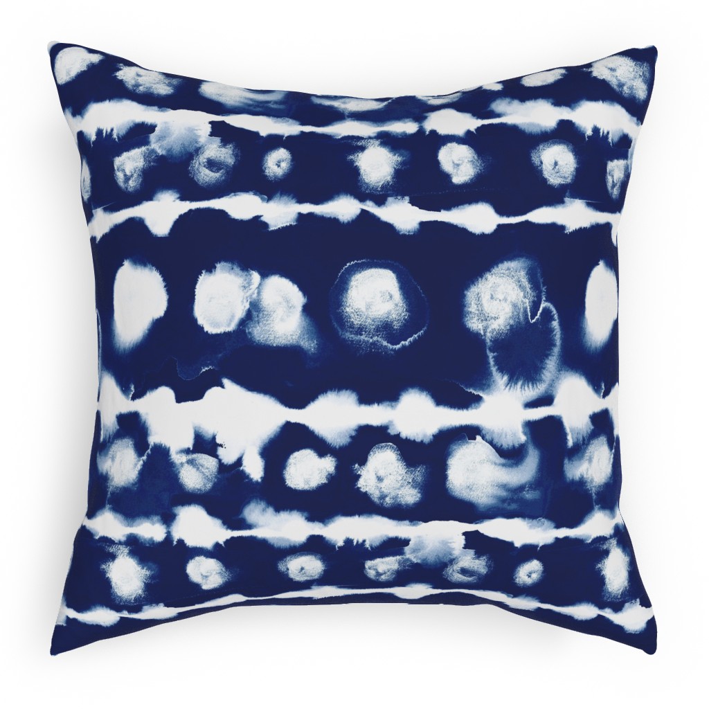 Dye Dot Stripe - Blue Pillow, Woven, Black, 18x18, Single Sided, Blue