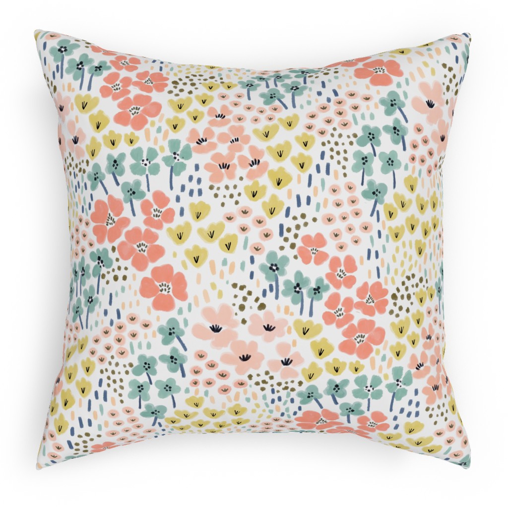 April Bits Vintage - Pink Pillow, Woven, Black, 18x18, Single Sided, Pink