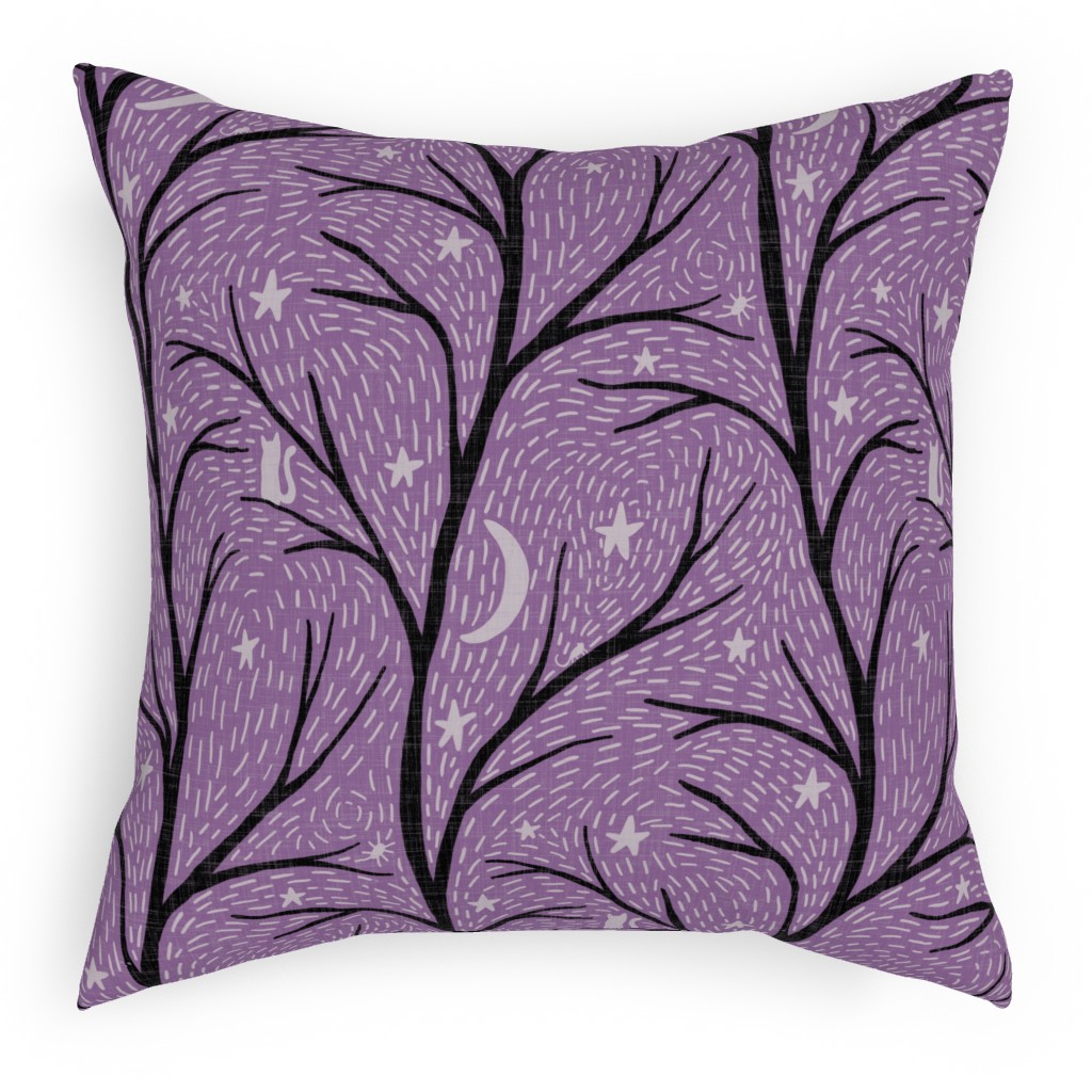 Spooky Night - Purple Pillow, Woven, Black, 18x18, Single Sided, Purple