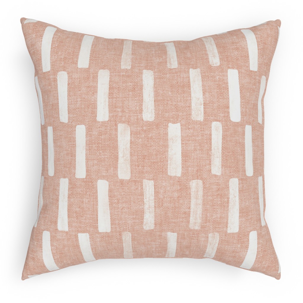 Boho Dash Block Print - Dusty Pink Pillow, Woven, Black, 18x18, Single Sided, Pink