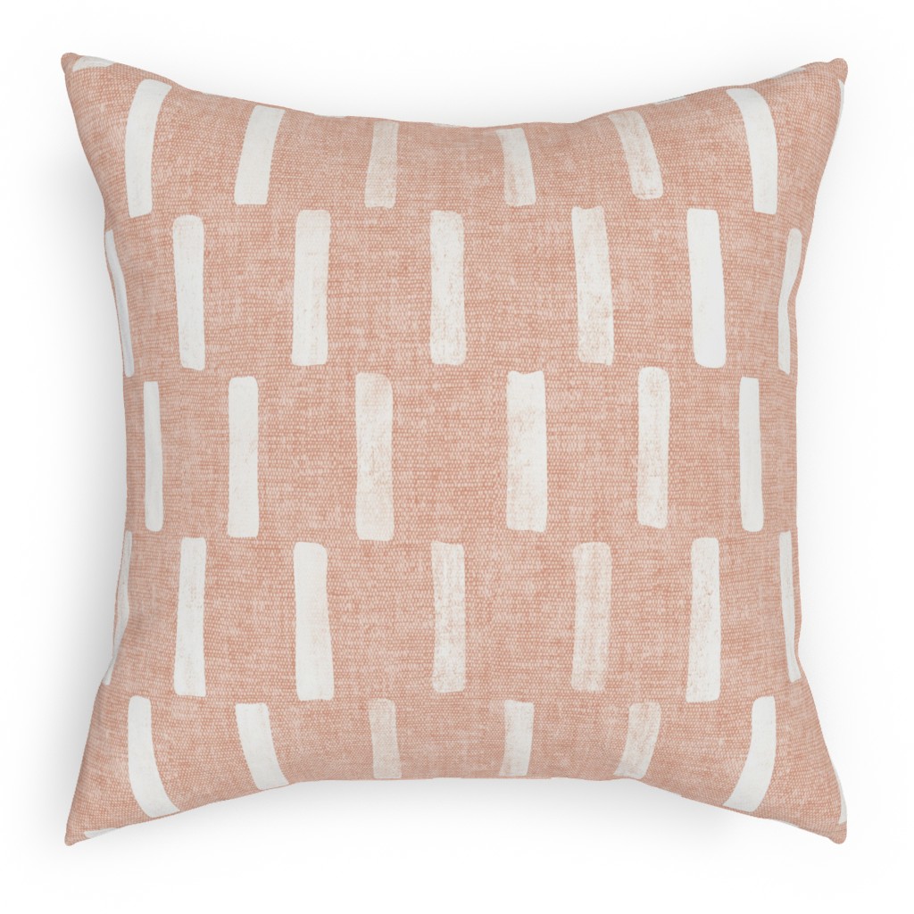 Boho Dash Block Print - Dusty Pink Pillow, Woven, Black, 18x18, Single Sided, Pink, Bright Pink