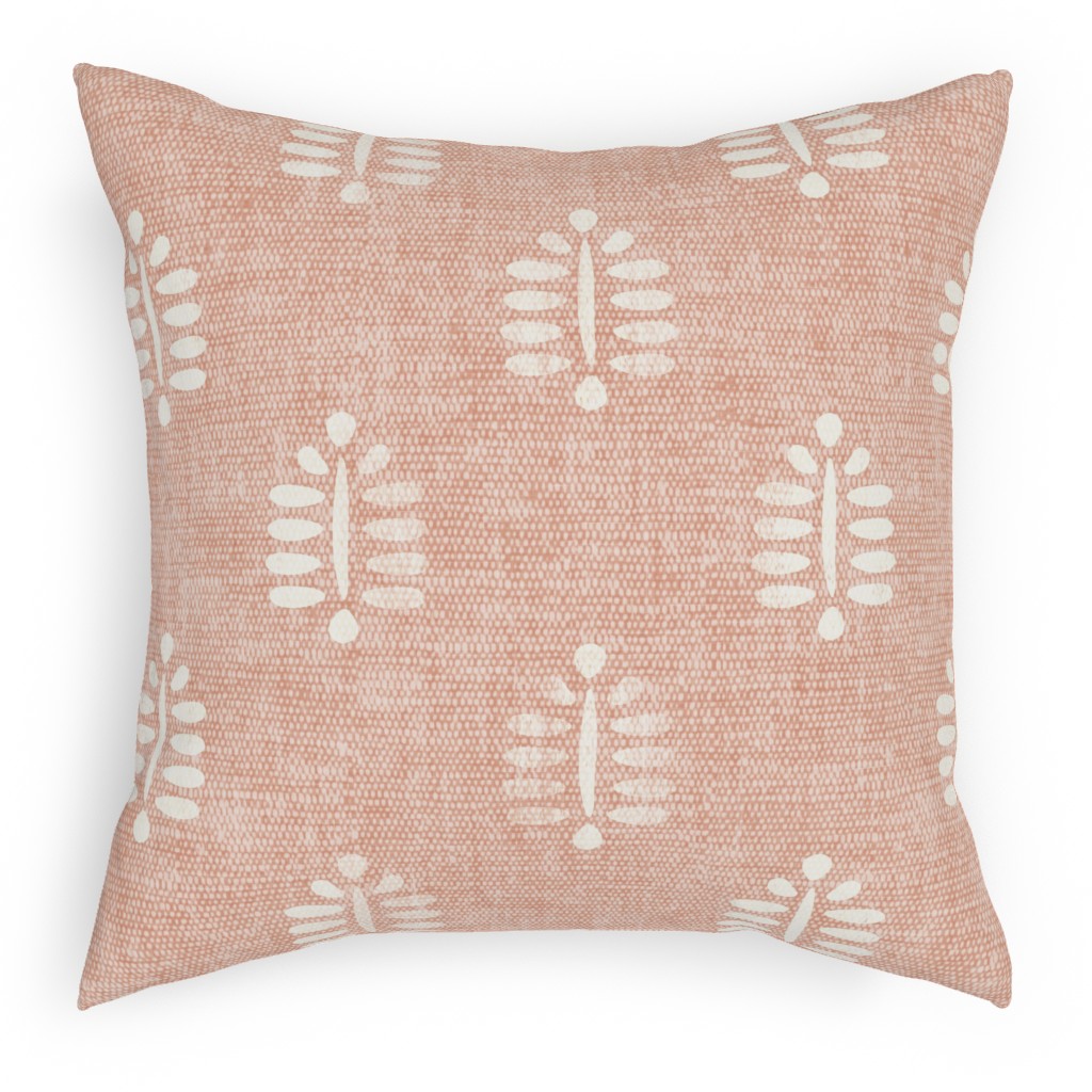 Block Print Fern - Dusty Pink Pillow, Woven, Black, 18x18, Single Sided, Pink, Bright Pink