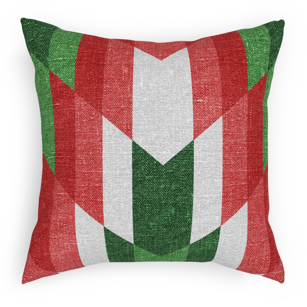 Christmas Cheer - Red, White and Green Pillow, Woven, Black, 18x18, Single Sided, Multicolor