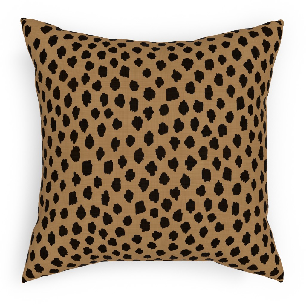 Cheetah Spots - Brown Pillow, Woven, Black, 18x18, Single Sided, Brown, Brown
