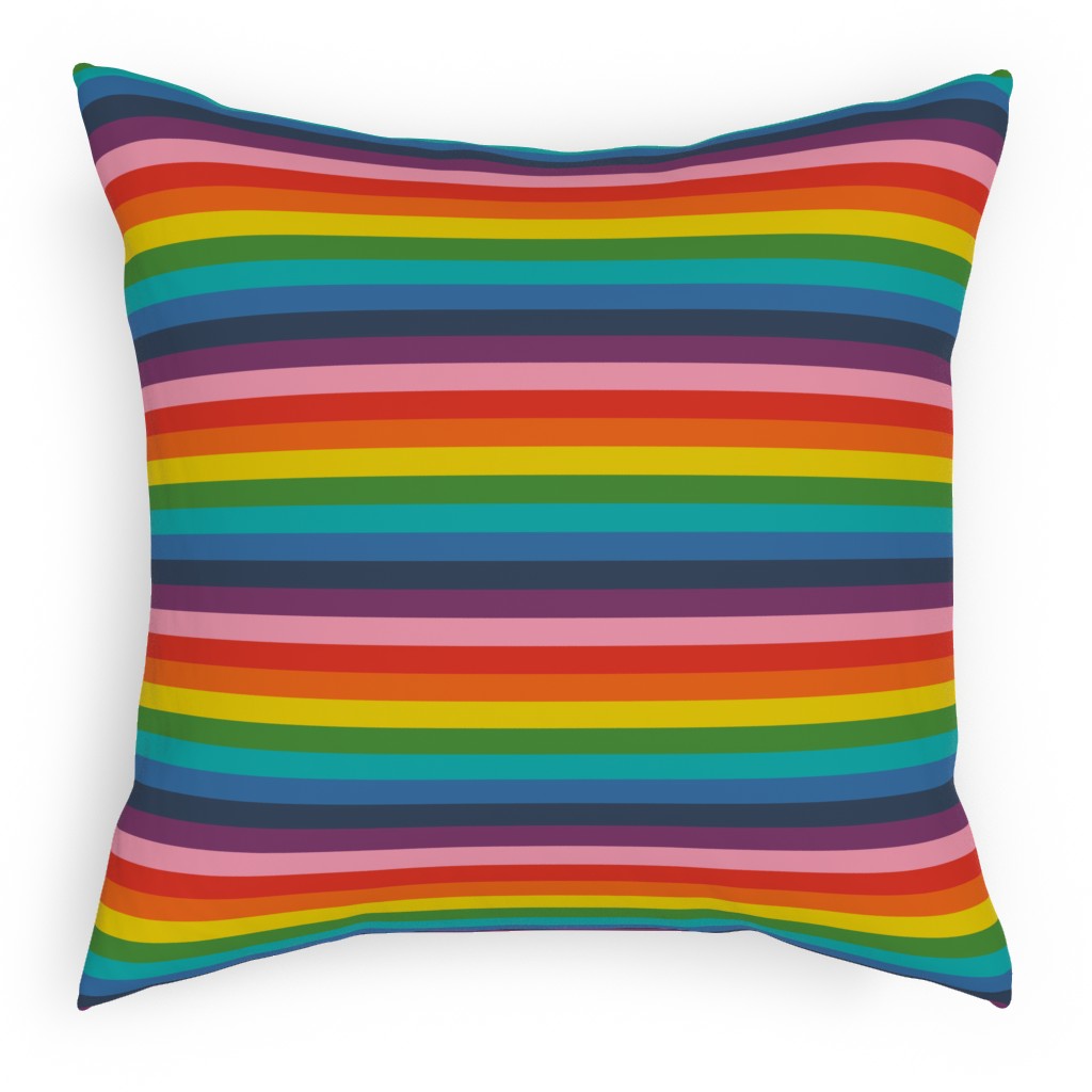 Colorful Live - Rainbow Stripe Pillow, Woven, Black, 18x18, Single Sided, Multicolor