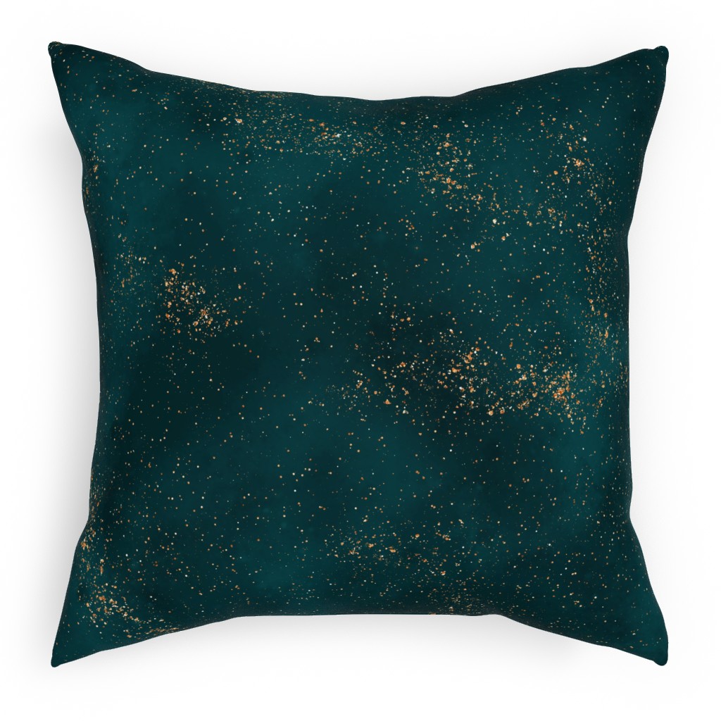 Stardust - Green Pillow, Woven, Black, 18x18, Single Sided, Green