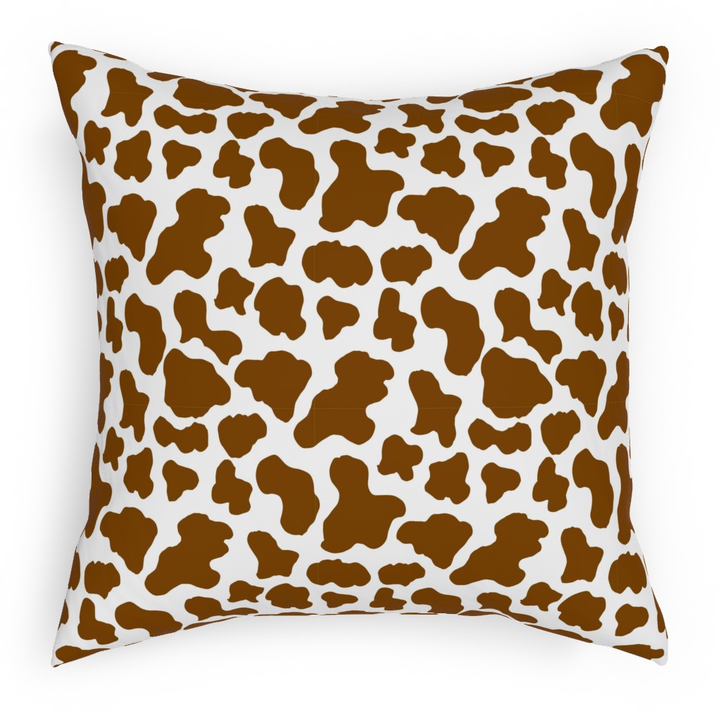 Cow Print Pillow, Woven, Black, 18x18, Single Sided, Brown, Deep Chocolate