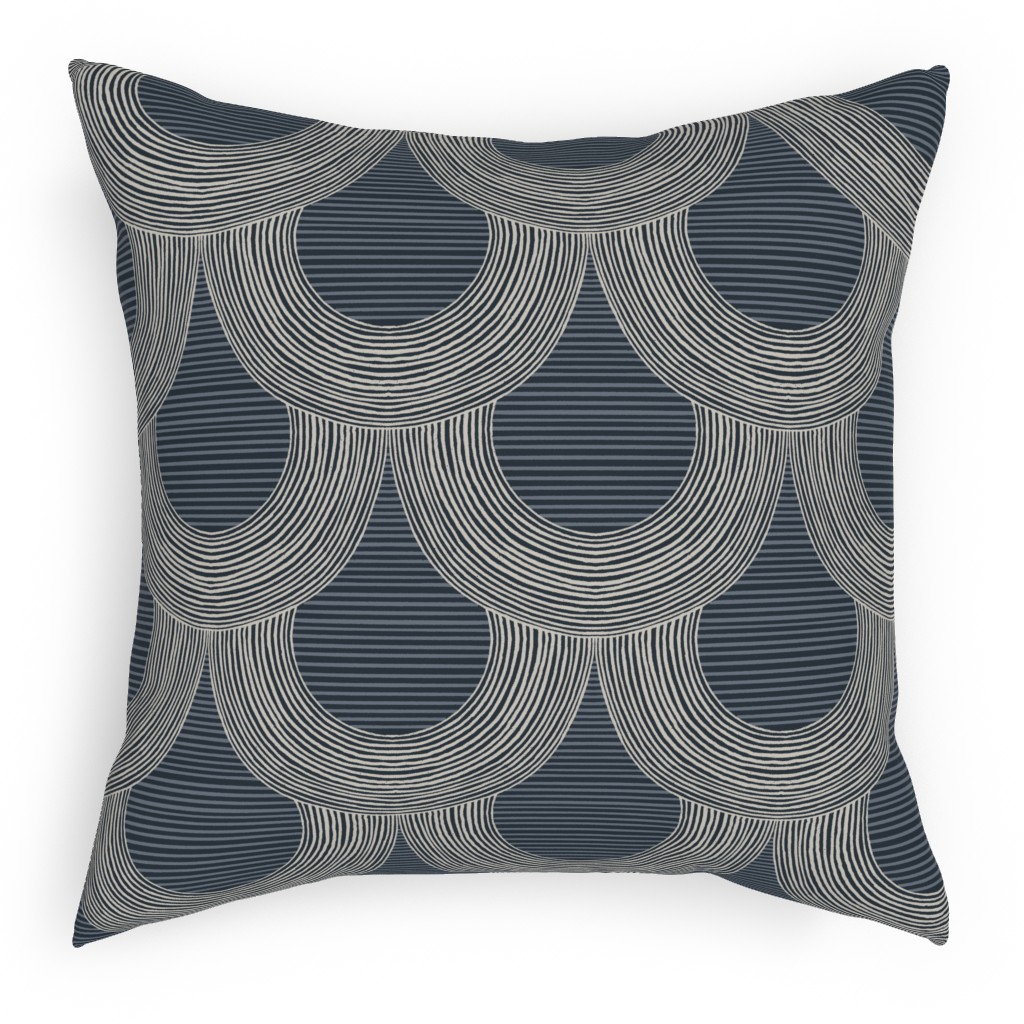 Portland - Blue Pillow, Woven, Black, 18x18, Single Sided, Blue