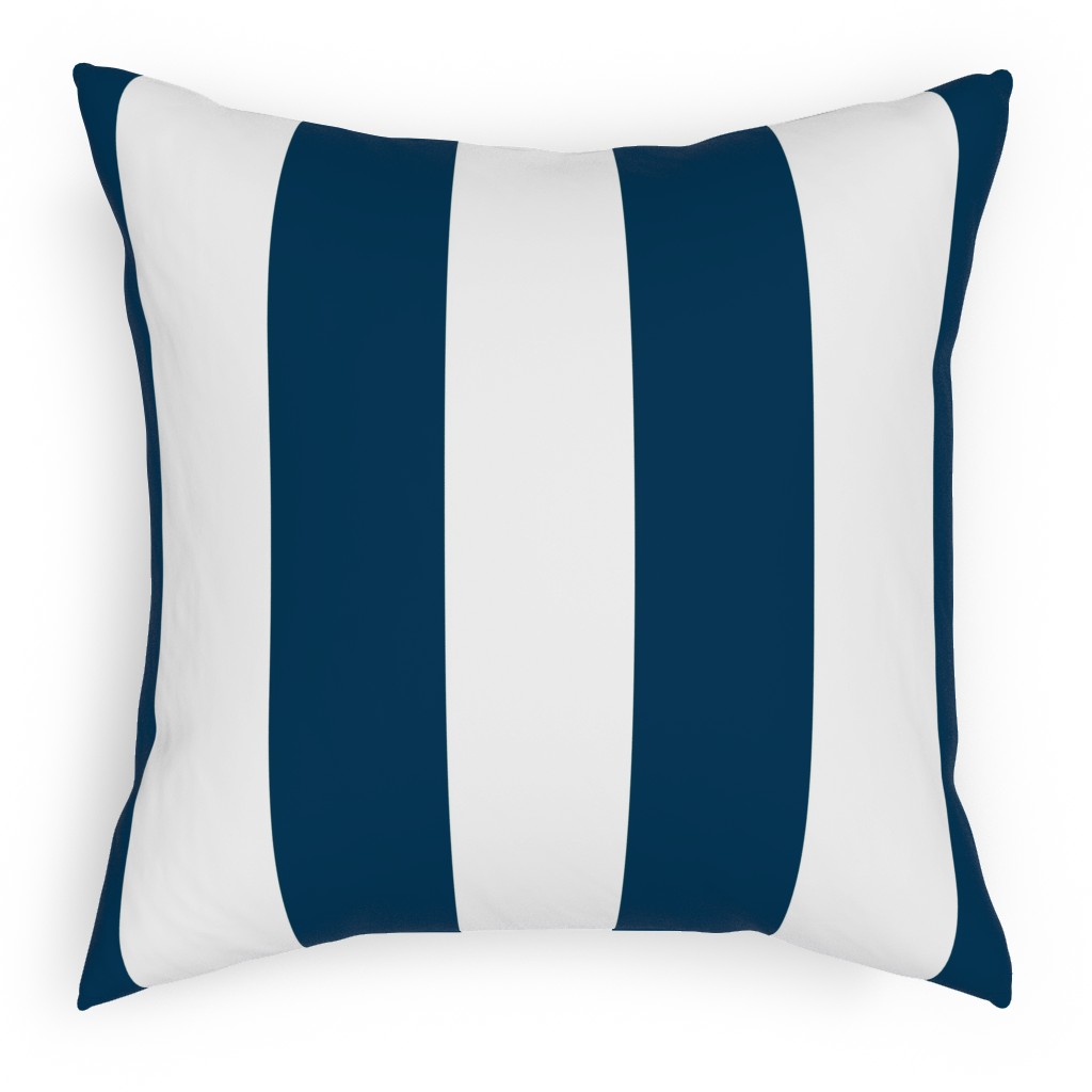 Cabana Stripe - Navy and White Pillow, Woven, Black, 18x18, Single Sided, Blue