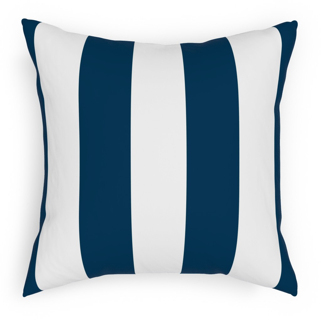 Cabana Stripe - Navy and White Pillow, Woven, Black, 18x18, Single Sided, Blue, True Blue