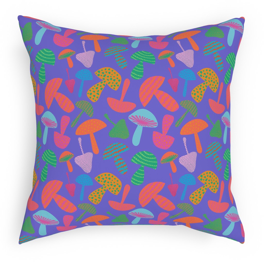 Mushroom Tossed - Bold Pillow, Woven, Black, 18x18, Single Sided, Purple, Purple