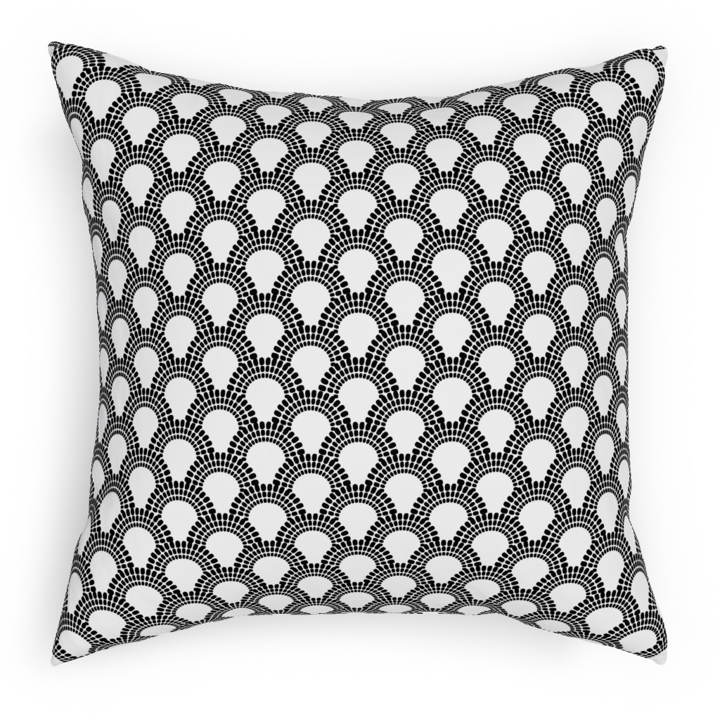 Scallops - Black and White Pillow, Woven, Black, 18x18, Single Sided, Black