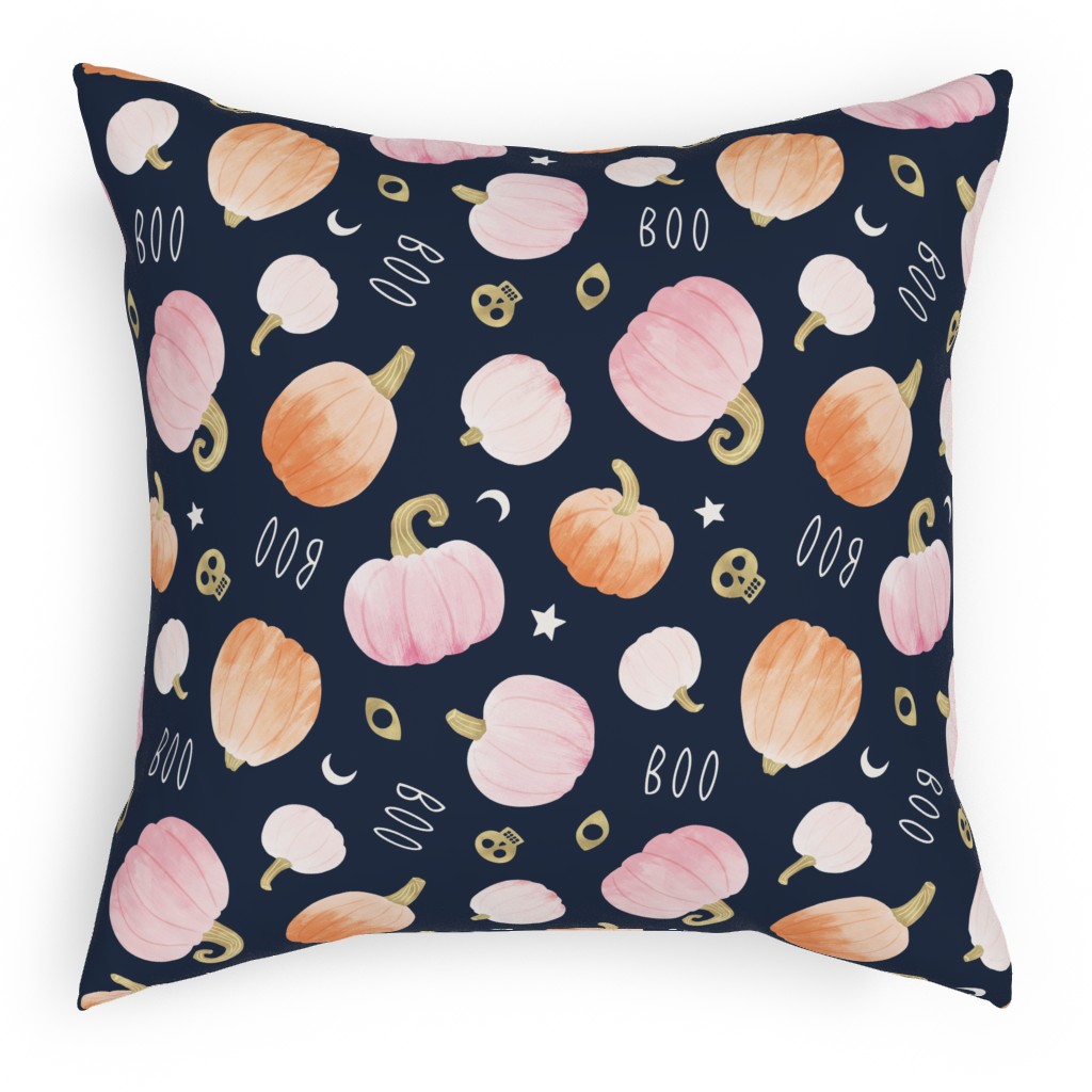 Halloween Pumpkin Party Pillow, Woven, Black, 18x18, Single Sided, Orange
