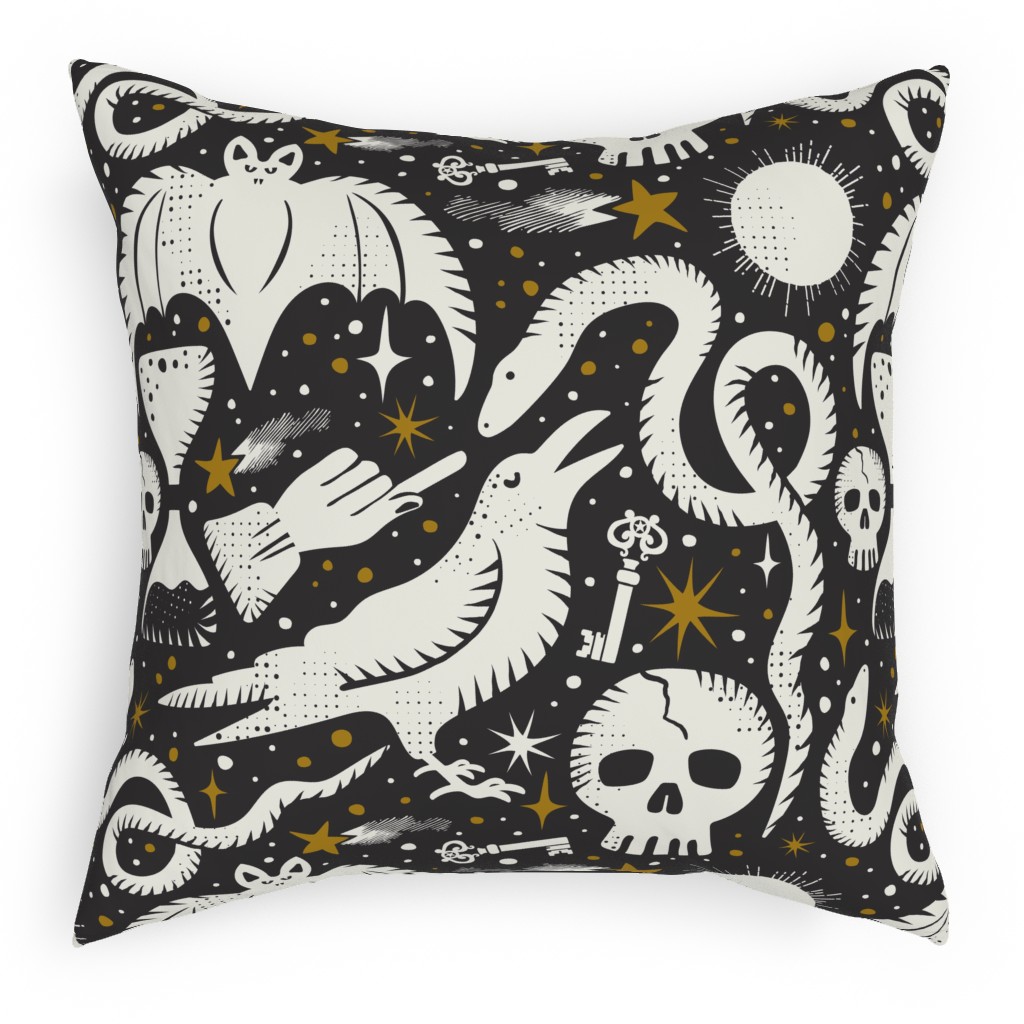 Mysteria - Black Pillow, Woven, Black, 18x18, Single Sided, Black, Black