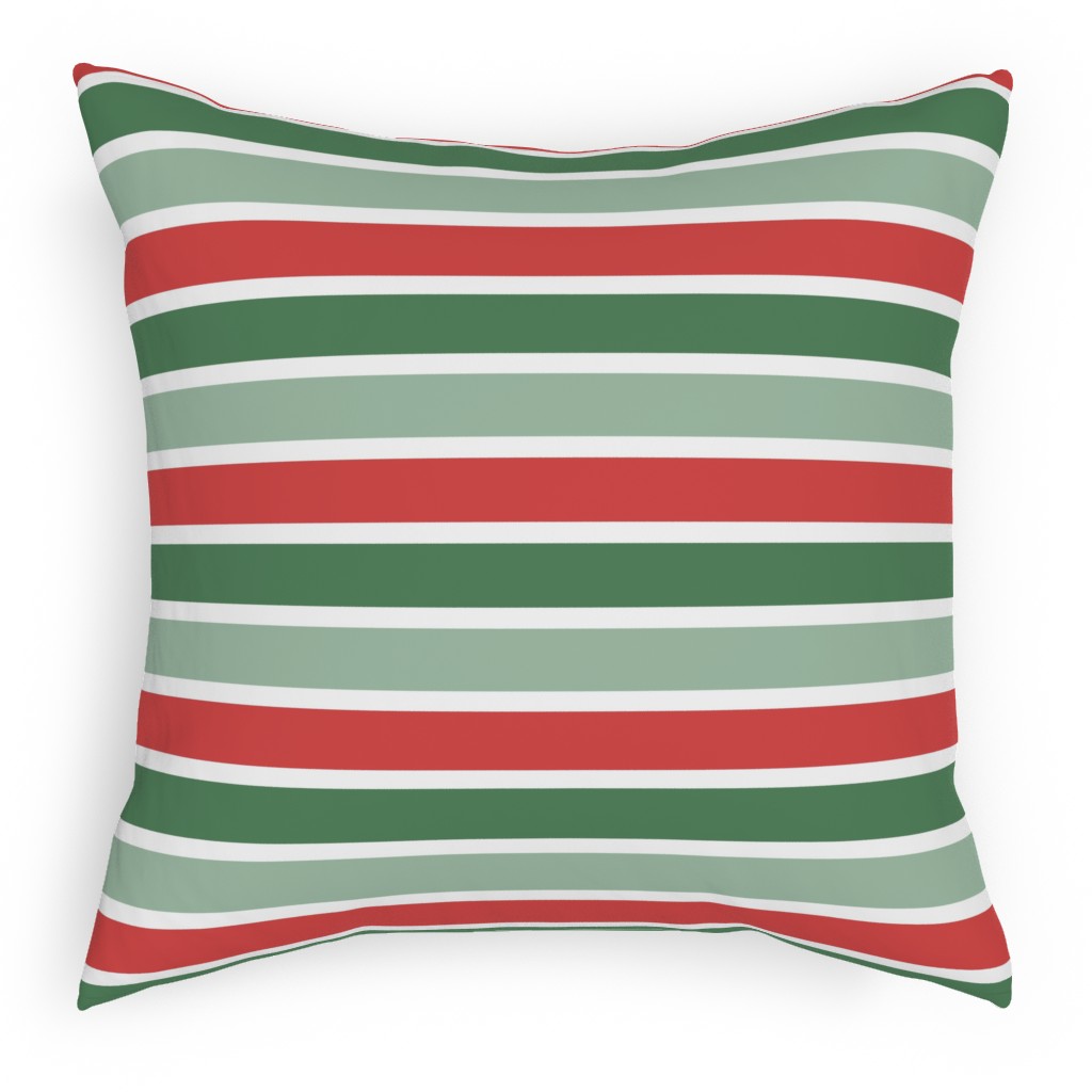 Christmas Cozy Stripe - Red and Green Pillow, Woven, Black, 18x18, Single Sided, Multicolor