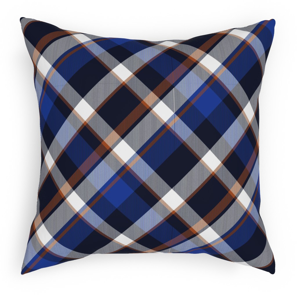 Cora's Plaid - Blue Pillow, Woven, Black, 18x18, Single Sided, Blue, True Blue