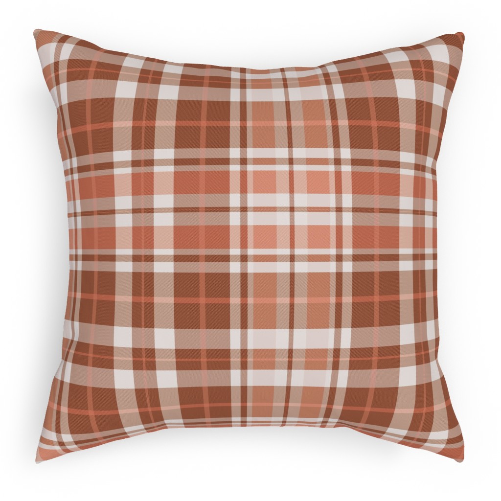Pumpkin Spice Plaid Pillow, Woven, Black, 18x18, Single Sided, Brown, Brown