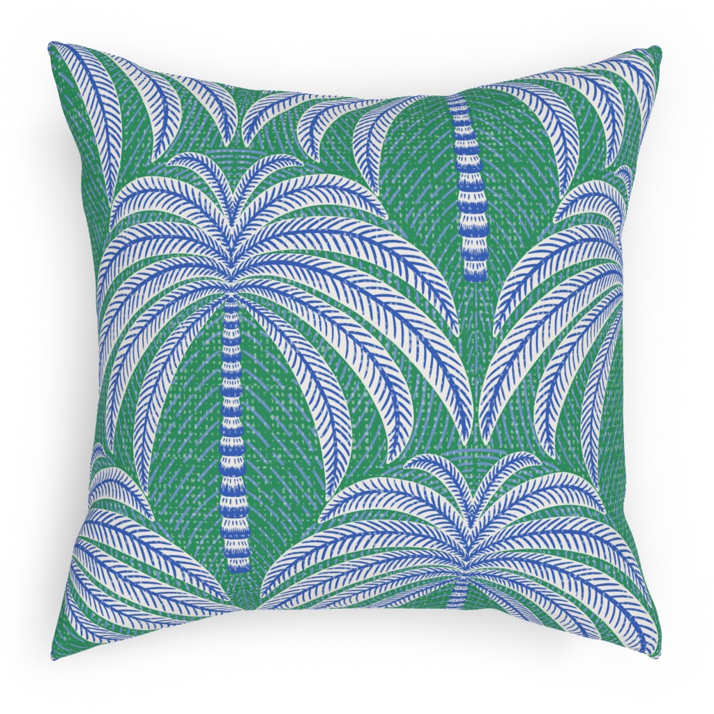 Palm Springs Palm Trees - Green Pillow, Woven, Black, 18x18, Single Sided, Green
