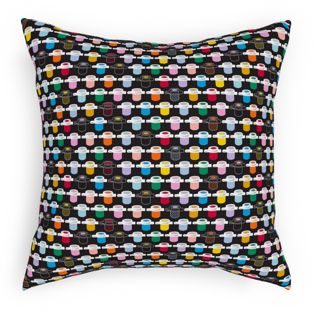 Paint Pots Pillow, Woven, Black, 18x18, Single Sided, Black