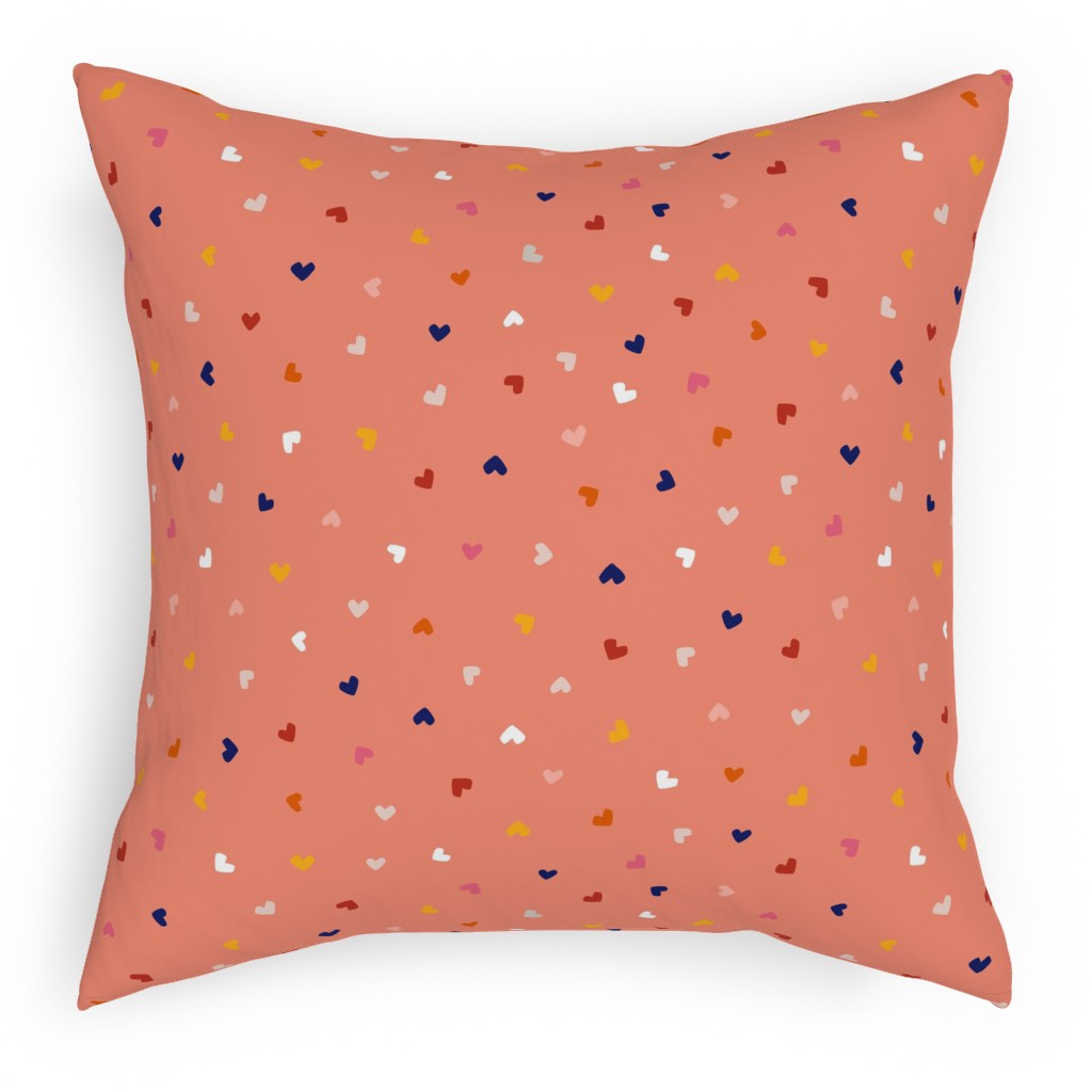 Heart Sprinkles - Pink Pillow, Woven, Black, 18x18, Single Sided, Pink