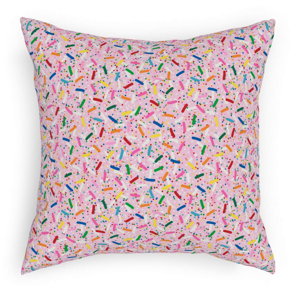 Rainbow Sprinkles Pillow, Woven, Black, 18x18, Single Sided, Pink, Honeysuckle