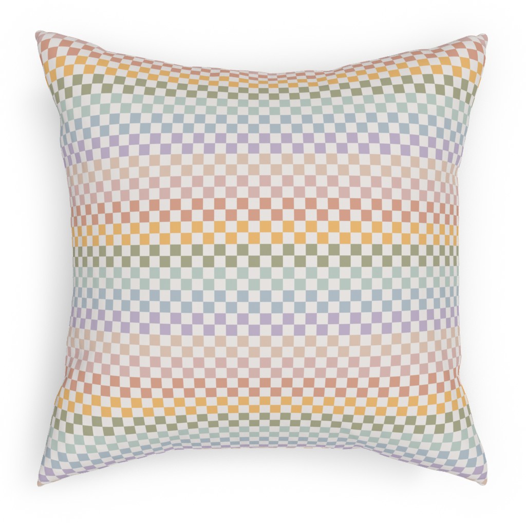 Boho Rainbow Checks Plaid - Multi Pillow, Woven, Black, 18x18, Single Sided, Multicolor