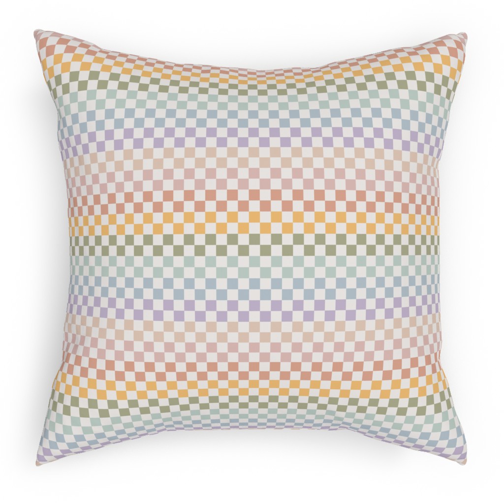 Boho Rainbow Checks Plaid - Multi Pillow, Woven, Black, 18x18, Single Sided, Multicolor